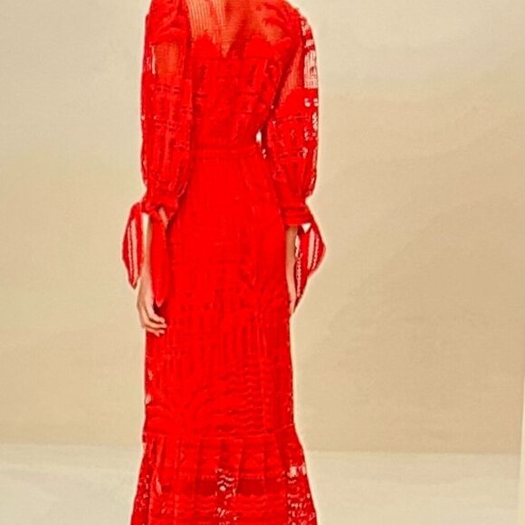 Farm Rio red morada boa guipure maxi dress in Size S - Picture 13 of 14